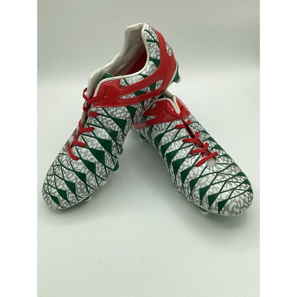 Brava FWBVSC1022 Mens 13D Red Green Soccer Cleats Lace Up Low Top Shoes
